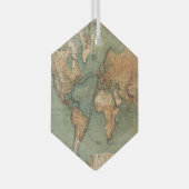ヴィンテージ旧アンティークの世界地図 ガラスオーナメント (正面右)