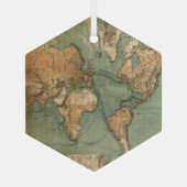 ヴィンテージ旧アンティークの世界地図 ガラスオーナメント (裏面)