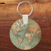 ヴィンテージ旧アンティークの世界地図 キーホルダー (裏面)