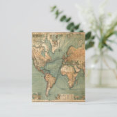 ヴィンテージ旧アンティークの世界地図 シーズンポストカード (スタンド正面)