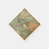 ヴィンテージ旧アンティークの世界地図 スタンダードカクテルナプキン (角)
