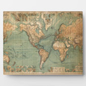 ヴィンテージ旧アンティークの世界地図 フォトプラーク (正面)
