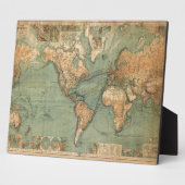 ヴィンテージ旧アンティークの世界地図 フォトプラーク (側面)