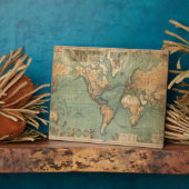 ヴィンテージ旧アンティークの世界地図 フォトプラーク (側面)