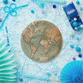 ヴィンテージ旧アンティークの世界地図 ペーパープレート (パーティー)