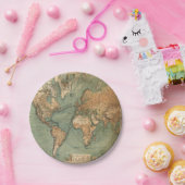 ヴィンテージ旧アンティークの世界地図 ペーパープレート (パーティー)