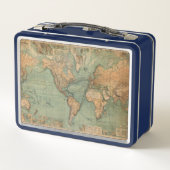 ヴィンテージ旧アンティークの世界地図 メタルランチボックス (裏面)