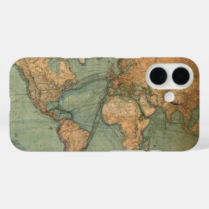 ヴィンテージ旧アンティークの世界地図 iPhone 16ケース