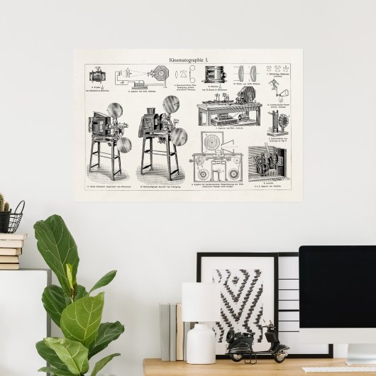 ヴィンテージ旧アンティークカメラ映画撮影 ポスター (ホームオフィス)