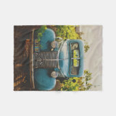 ヴィンテージ旧アンティークトラック車 フリースブランケット (正面(横))