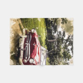 ヴィンテージ旧アンティーク改造車 フリースブランケット (正面(横))