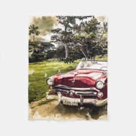 ヴィンテージ旧アンティーク改造車 フリースブランケット