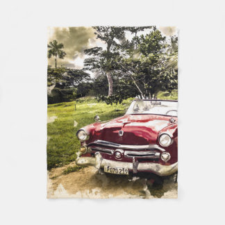 ヴィンテージ旧アンティーク改造車 フリースブランケット