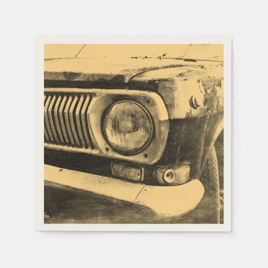 ヴィンテージ旧クラシック車ヘッドライト スタンダードカクテルナプキン (正面)
