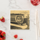 ヴィンテージ旧クラシック車ヘッドライト スタンダードカクテルナプキン (インサイチュ)