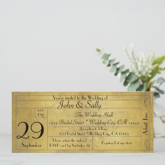 ヴィンテージ旧スタイル結婚チケット招待状 招待状 (スタンド正面)