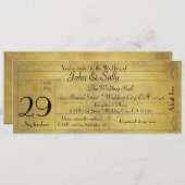 ヴィンテージ旧スタイル結婚チケット招待状 招待状 (正面/裏面)