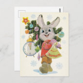 ヴィンテージ旧ソ連新年/クリスマス葉書 ポストカード (正面/裏面)