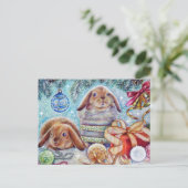 ヴィンテージ旧ソ連新年/クリスマス葉書 ポストカード (スタンド正面)