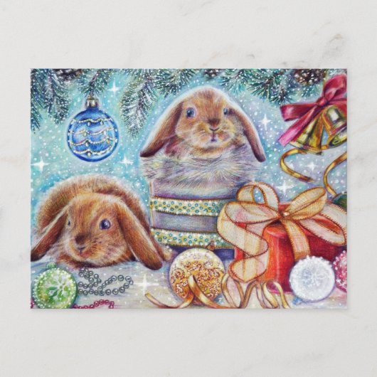 ヴィンテージ旧ソ連新年/クリスマス葉書 ポストカード (正面)