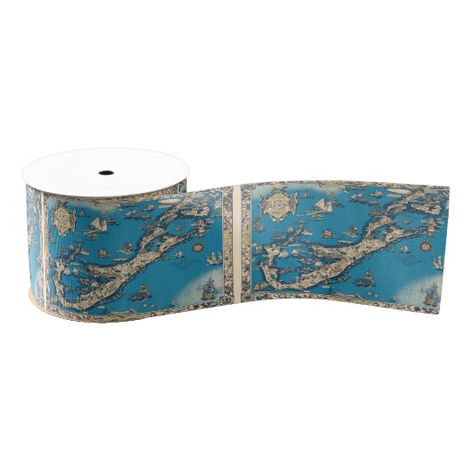 ヴィンテージ旧バミューダ諸島地図 グログランリボン (リール)