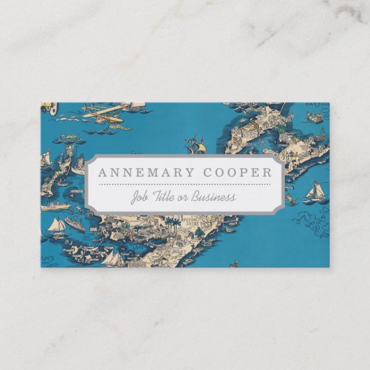 ヴィンテージ旧バミューダ諸島地図 名刺 (正面)