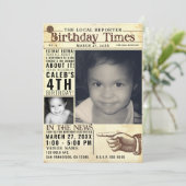 ヴィンテージ旧レトロ新聞誕生日タイムズ2写真 招待状 (スタンド正面)