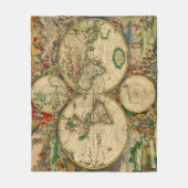 ヴィンテージ旧ワールドマップアンティークマップ フリースブランケット (正面)