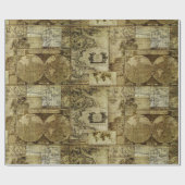 ヴィンテージ旧ワールドマップアンティークマップ ラッピングペーパー (フラット)