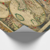 ヴィンテージ旧ワールドマップアンティークマップ ラッピングペーパー (角)