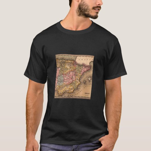 ヴィンテージ旧世界の地図スペイン Tシャツ (正面)