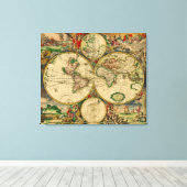 ヴィンテージ旧世界の地図 キャンバスプリント (インサイチュ (ウッドフロア))