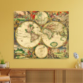 ヴィンテージ旧世界の地図 キャンバスプリント (インサイチュ (リビング))