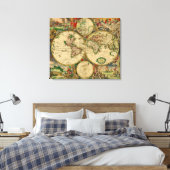 ヴィンテージ旧世界の地図 キャンバスプリント (インサイチュ (寝室))