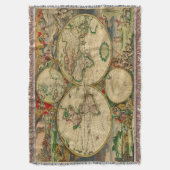 ヴィンテージ旧世界の地図 スローブランケット (正面縦)