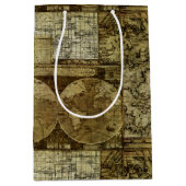 ヴィンテージ旧世界の地図 ミディアムペーパーバッグ (正面)