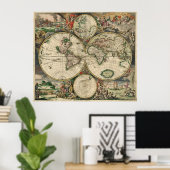 ヴィンテージ旧世界アンティークの地図 ポスター (ホームオフィス)
