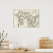 ヴィンテージ旧世界インドインディアン地図プリント クール ポスター (キッチン)