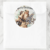 ヴィンテージ旧世界サンタクロースのクリスマスステッカー ラウンドシール (バッグ)