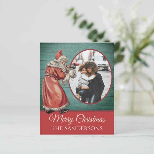 ヴィンテージ旧世界サンタクロース写真クリスマス (スタンド正面)