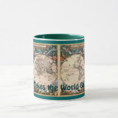 ヴィンテージ旧世界マップおもしろい飲みマグカップ マグカップ (中央)