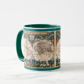 ヴィンテージ旧世界マップおもしろい飲みマグカップ マグカップ (正面左)