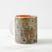 ヴィンテージ旧世界マップコーヒーマグ ツートーンマグカップ (正面左)