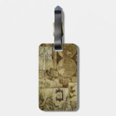 ヴィンテージ旧世界地図とアンティーク地図 ラゲッジタグ (裏面縦)