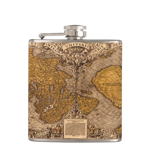 ヴィンテージ旧世界地図の歴史愛好家 フラスク (正面)