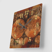 ヴィンテージ旧世界地図の歴史 – バフ スクエア壁時計 (傾斜)