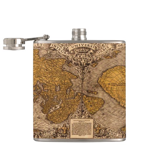 ヴィンテージ旧世界地図の歴史 – バフ フラスク (オープン)