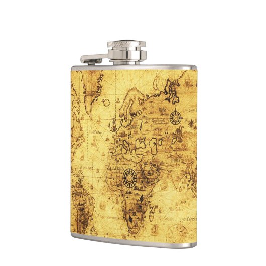 ヴィンテージ旧世界地図の歴史 – バフ フラスク (左)