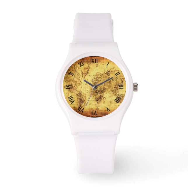 ヴィンテージ旧世界地図の歴史 – バフ 腕時計 (正面)
