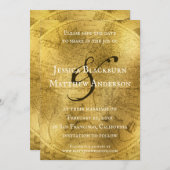 ヴィンテージ旧世界地図アンティーク金ゴールドのカスタマイズ セーブザデート (正面/裏面)